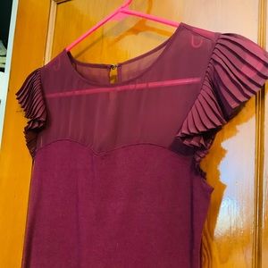Express Maroon Dressy Tee